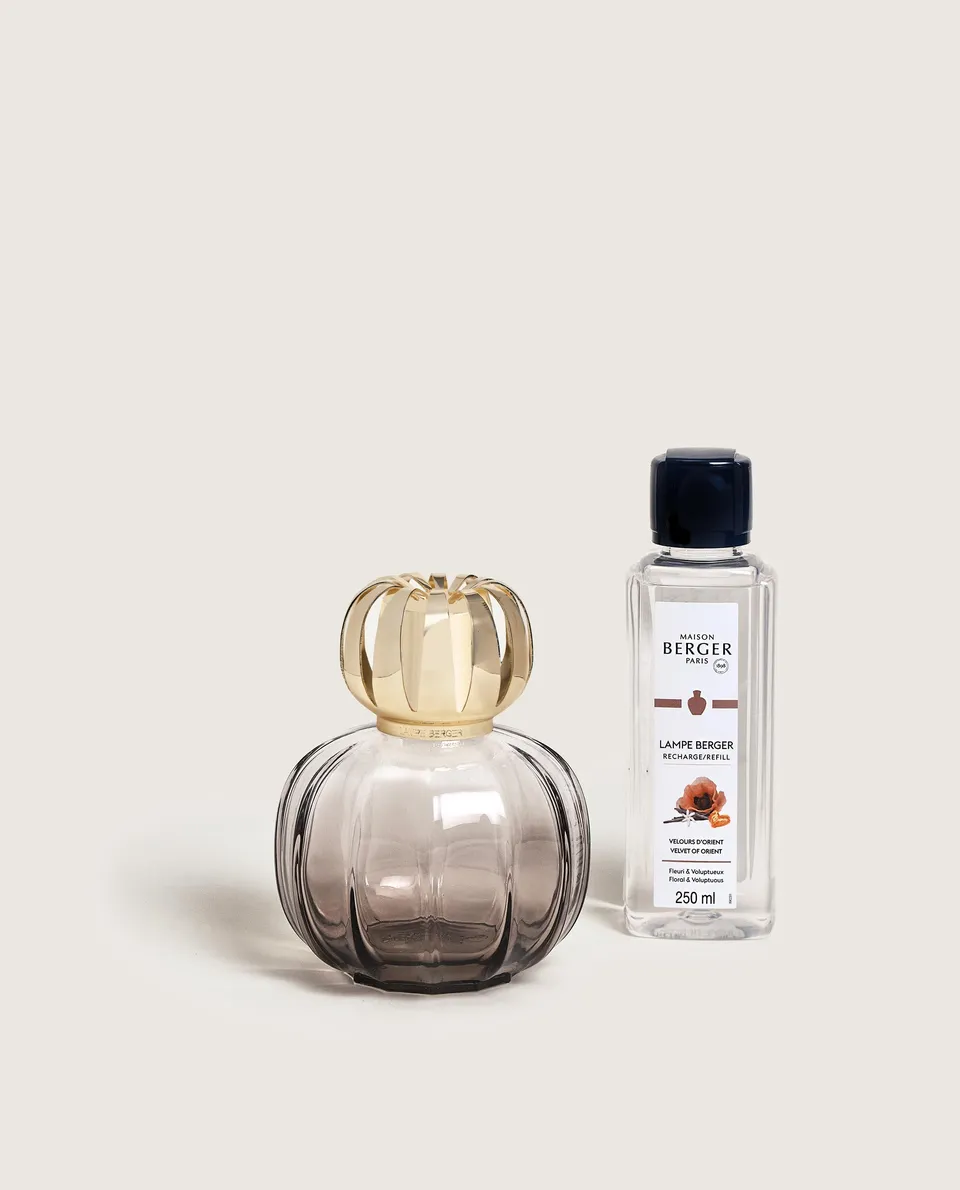 maison-berger-paris-coffret-lampe-berger-corali-grise-recharge-velours-d-orient- image 1