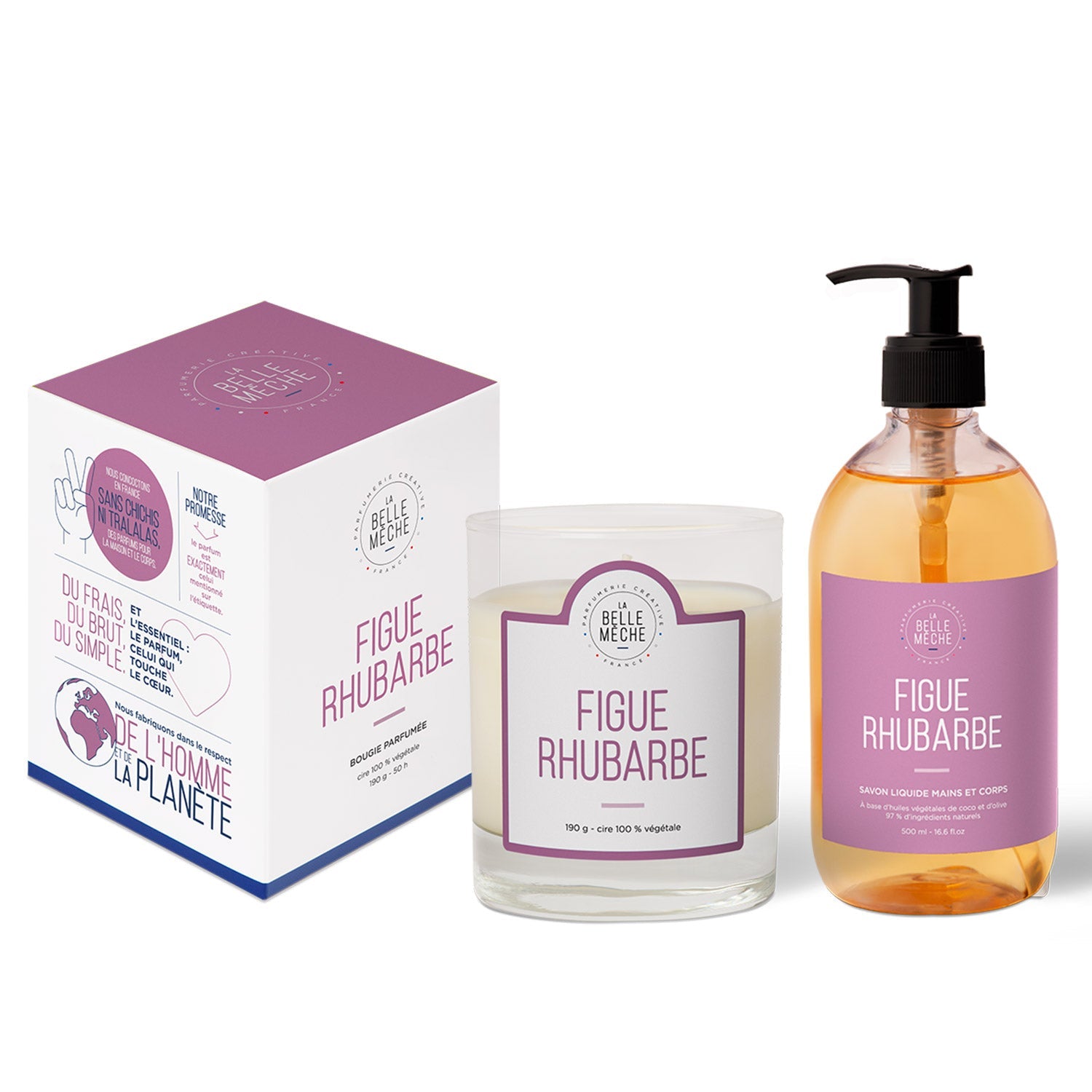 la-belle-m-che-duo-figue-rhubarbe-bougie-50h-savon-500-ml image 2