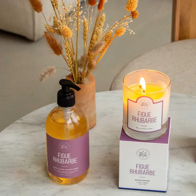 la-belle-m-che-duo-figue-rhubarbe-bougie-50h-savon-500-ml image 1