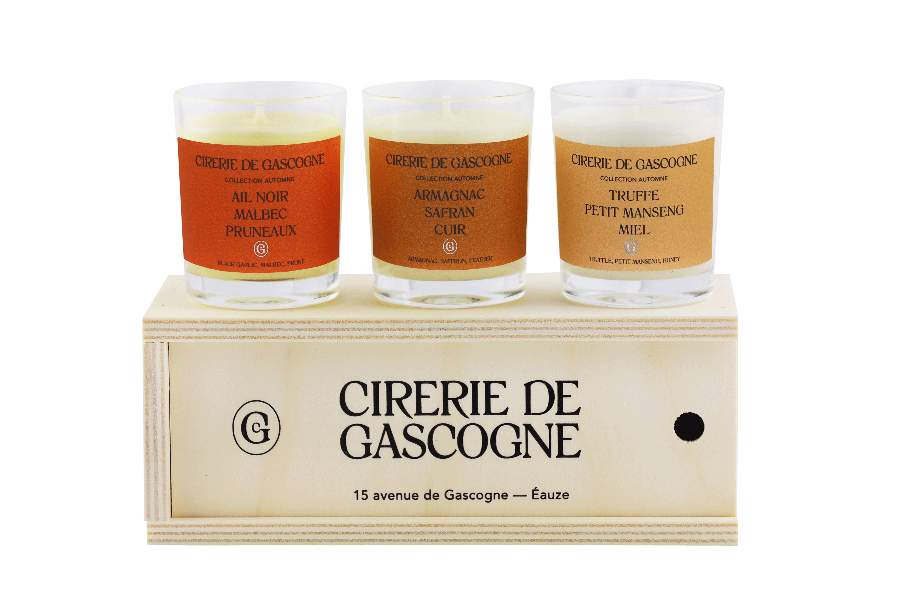 cirerie-de-gascogne-coffret-bois-3-bougies-parfum-es-80-g-collection-automne image 1